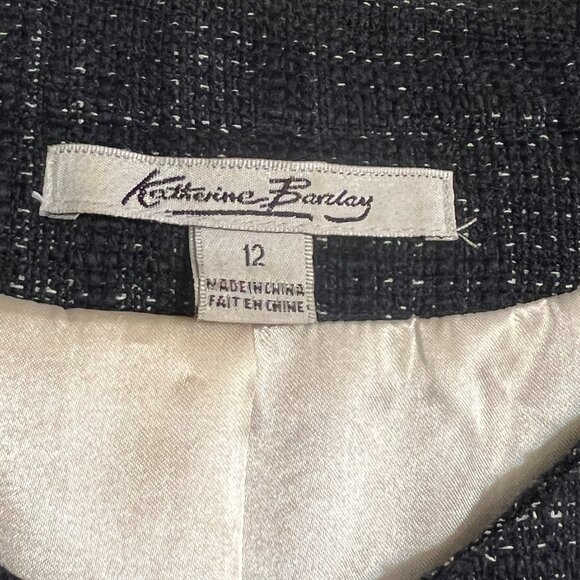 Katherine Barclay Navy Tweed Fringe Jacket Women's 12 Linen Blend Workwear - Picture 3 of 11